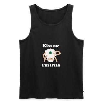 Embrasse-moi Im Sheep Irish Sheep drôle St Patricks Day Pun - Débardeur bio Premium Homme - noir - Devant - AI Model Male 178 light (178cm)