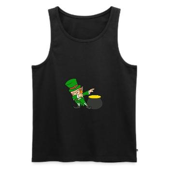 Dabbing Leprechaun Dab St Patricks Day Pot d'or - Débardeur bio Premium Homme - noir - Devant - AI Model Male 178 light (178cm)
