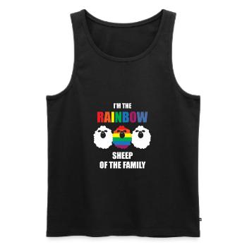 Gay - Rainbow - Schaf - Familie - Gay Pride - Homo - Männer Premium Bio Tank Top - Schwarz - Vorne - Michal (187cm)