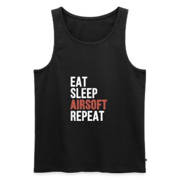 Eat sleep Airsoft Repeat - Funny Gift - Männer Premium Bio Tank Top - Schwarz - Vorne - AI Model Male 178 light (178cm)