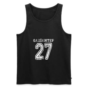 27 Gaziantep plaque d'immatriculation turque comme un cadeau - Débardeur bio Premium Homme - noir - Devant - AI Model Male 178 light (178cm)