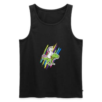 Licorne, dinosaure, licorne, équitation, dino, cadeau - Débardeur bio Premium Homme - noir - Devant - Michal (187cm)