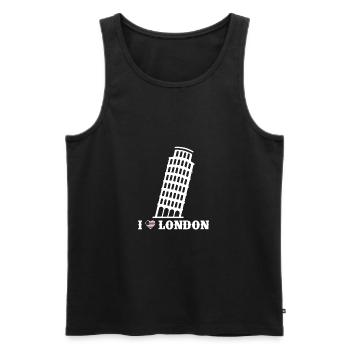 J'aime Londres tour de Pise drôle farce blague - Débardeur bio Premium Homme - noir - Devant - AI Model Male 178 light (178cm)