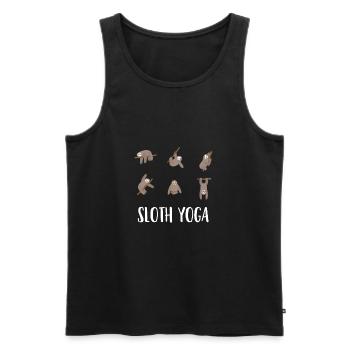 Yoga - Faultier - Lustig - Entspannung - Geschenk - Männer Premium Bio Tank Top - Schwarz - Vorne - Michal (187cm)