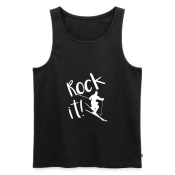 Skiing, skiers, skiing holidays, winter holidays - Men's Premium Organic Tank Top - black - Front - Michal (187cm)