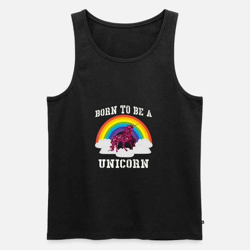 Regenbogen Einhorn - Männer Premium Bio Tank Top - Schwarz