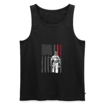 Sapeurs-pompiers de sapeur-pompier drôle de cadeau US Aide - Débardeur bio Premium Homme - noir - Devant - AI Model Male 178 light (178cm)