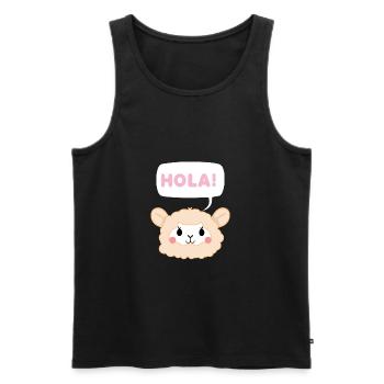 Lama - Hola - Lama T-Shirt - Llamas - Gift - Men's Premium Organic Tank Top - black - Front - AI Model Male 178 light (178cm)