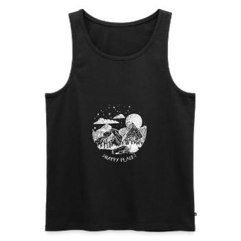 Happy Place Gift Mountain Moon Forest Star Tree - Men's Premium Organic Tank Top - black - Front - Michal (187cm)