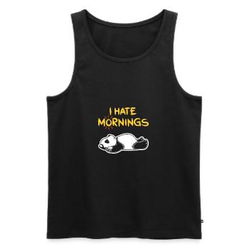 I Hate Mornings Funny Panda T-Shirt | Bear Feeling - Männer Premium Bio Tank Top - Schwarz - Vorne - AI Model Male 178 light (178cm)