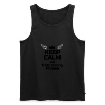 KEEP CALM Phrase Für Fitnessliebhaber - Männer Premium Bio Tank Top - Schwarz - Vorne - AI Model Male 178 light (178cm)