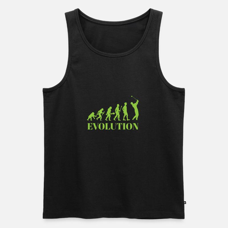 Evolution - Golf - Lustig - Fun - Geschenk - Männer Premium Bio Tank Top - Schwarz