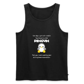 Pinguin - Erwachsen - Sarkasmus - Geschenk - Fun - Männer Premium Bio Tank Top - Schwarz - Vorne - Michal (187cm)