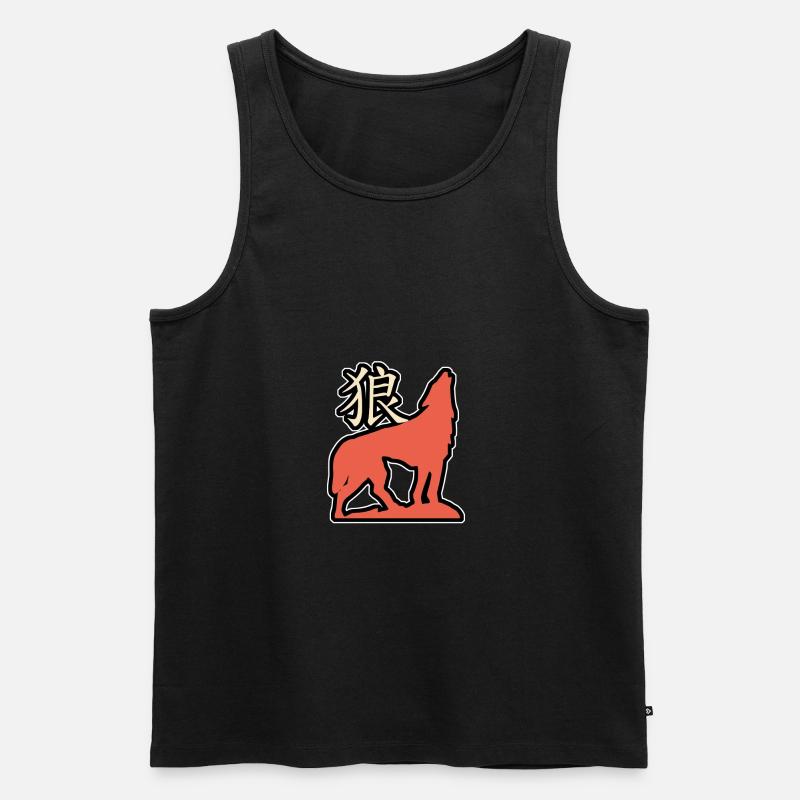 japanese wolf - Männer Premium Bio Tank Top - Schwarz