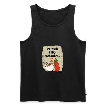 Soupe pho vietnamienne Nouilles instantanées Noods Love - Débardeur bio Premium Homme - noir - Devant - Michal (187cm)