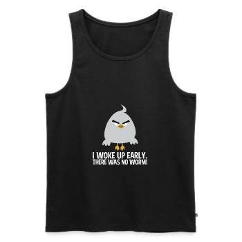 I woke up early. There was no worm! v3 - Männer Premium Bio Tank Top - Schwarz - Vorne - AI Model Male 178 light (178cm)