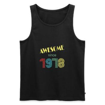 Awesome since 1978 retro distressed look - Men's Premium Organic Tank Top - black - Front - AI Model Male 178 light (178cm)