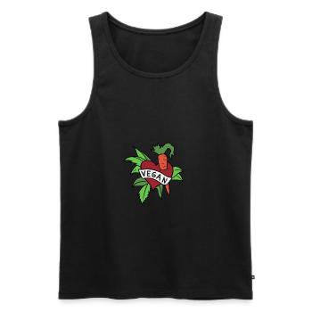 Vegan heart with carrot and lettuce - vegetarian - Men's Premium Organic Tank Top - black - Front - AI Model Male 178 light (178cm)