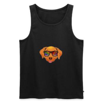 Cool chien avec caricature d'été de lunettes de soleil - Débardeur bio Premium Homme - noir - Devant - AI Model Male 178 light (178cm)