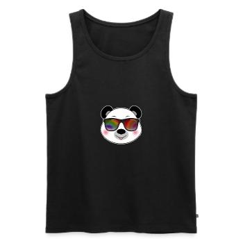 Panda cool avec des caricatures d'été de lunettes de soleil - Débardeur bio Premium Homme - noir - Devant - Michal (187cm)