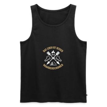Berge Shirt · Berg · Wandern · Leben Wanderschuhe - Männer Premium Bio Tank Top - Schwarz - Vorne - Michal (187cm)