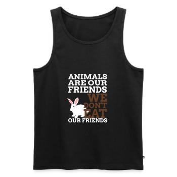 Animals are our Friends - We Do not Eat - Men's Premium Organic Tank Top - black - Front - AI Model Male 178 light (178cm)