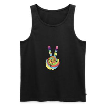 Peace Zeichen shirt Geschenk Friede Symbol - Männer Premium Bio Tank Top - Schwarz - Vorne - AI Model Male 178 light (178cm)