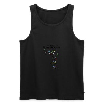 mon genre de PLAYGROUND - Le T-shirt du mur d'escalade - Débardeur bio Premium Homme - noir - Devant - AI Model Male 178 light (178cm)