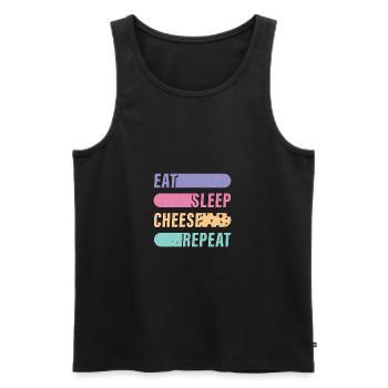 Fromage T-Shirt Cheese Lovers Cadeau Drôle Retro - Débardeur bio Premium Homme - noir - Devant - Michal (187cm)
