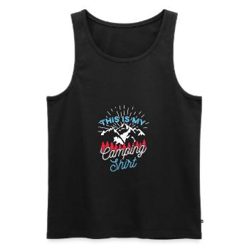 Funny Camping Shirt Gift for Camper Outdoor - Men's Premium Organic Tank Top - black - Front - AI Model Male 178 light (178cm)