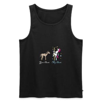 Licorne cheval votre tante mon cadeau de tante - Débardeur bio Premium Homme - noir - Devant - Michal (187cm)