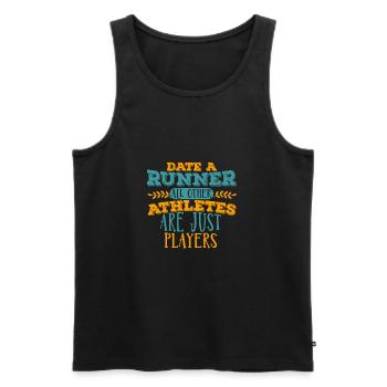 I date runners T-Shirt - Männer Premium Bio Tank Top - Schwarz - Vorne - AI Model Male 178 light (178cm)