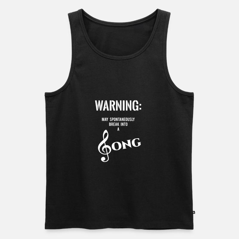 Warnung - Lied - Singen - Notenschlüssel - Männer Premium Bio Tank Top - Schwarz