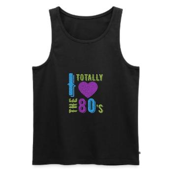 Love the 80's, eighties music - Men's Premium Organic Tank Top - black - Front - AI Model Male 178 light (178cm)