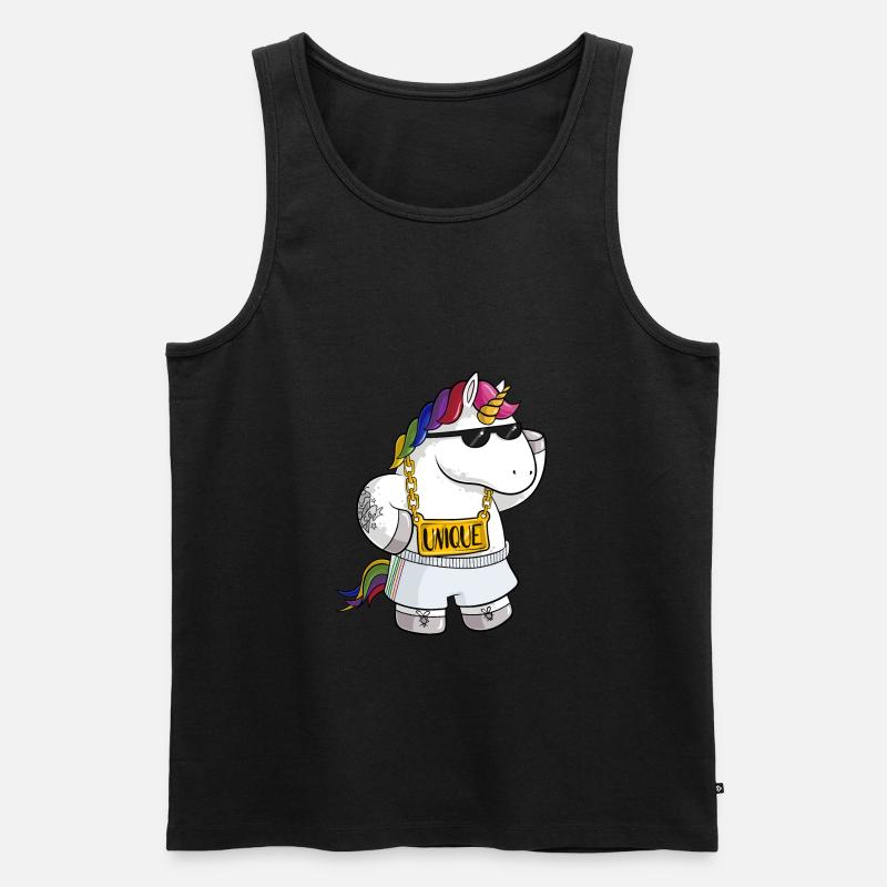 Unique Comic Einhorn - Männer Premium Bio Tank Top - Schwarz