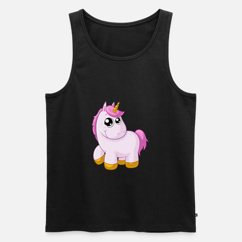 Pinkes Comic Einhorn - Männer Premium Bio Tank Top - Schwarz