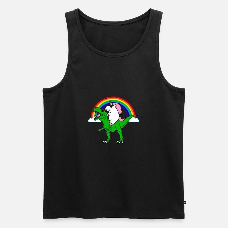 Dinosaurier und Einhörner Geschenk - Männer Premium Bio Tank Top - Schwarz