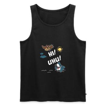 Hi und Uhu! Hi sagt der Uhu zum Hai. - Männer Premium Bio Tank Top - Schwarz - Vorne - AI Model Male 178 light (178cm)