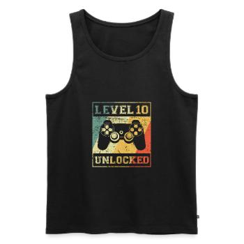 Niveau 10 Unlocked 10e anniversaire - Débardeur bio Premium Homme - noir - Devant - Michal (187cm)
