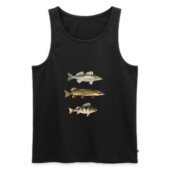 zander hecht barsch perchpike pike perch angeln - Männer Premium Bio Tank Top - Schwarz - Vorne - AI Model Male 178 light (178cm)