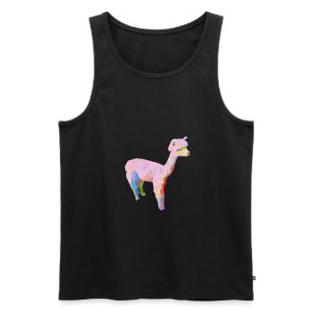 Alpaka, Llama, lama, rosa,graffiti,bunt - Männer Premium Bio Tank Top - Schwarz - Vorne - Michal (187cm)