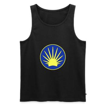 Buen Camino de Santiago de Compostela Jakobsweg - Débardeur bio Premium Homme - noir - Devant - AI Model Male 178 light (178cm)