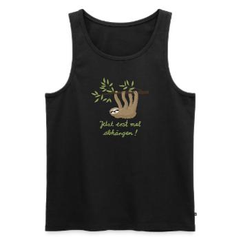 Faultier abhängen 2 - Männer Premium Bio Tank Top - Schwarz - Vorne - Michal (187cm)
