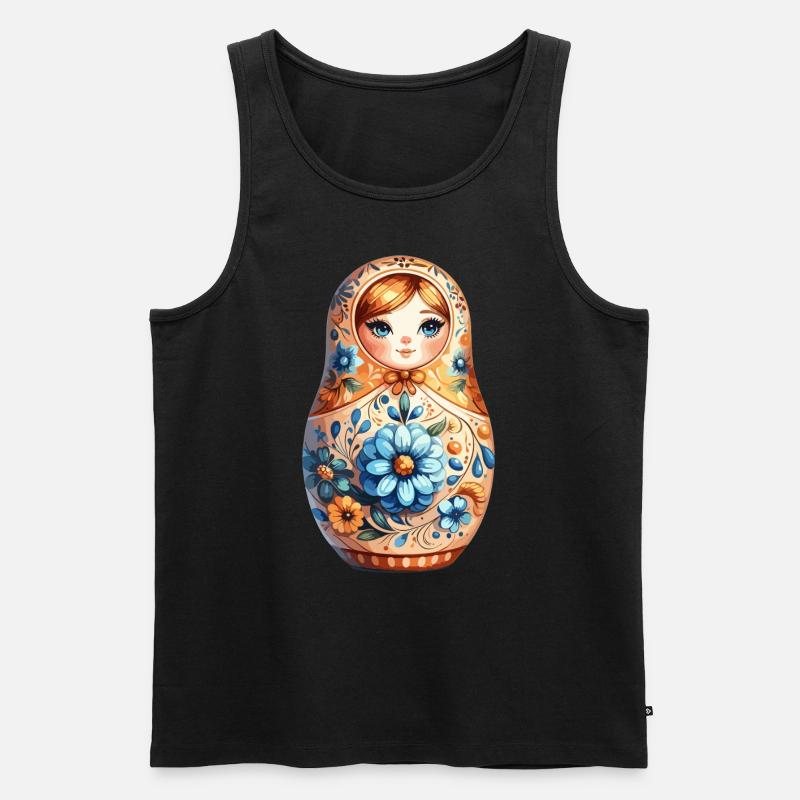 Matrjoschka edel Geschenk - Männer Premium Bio Tank Top - Schwarz