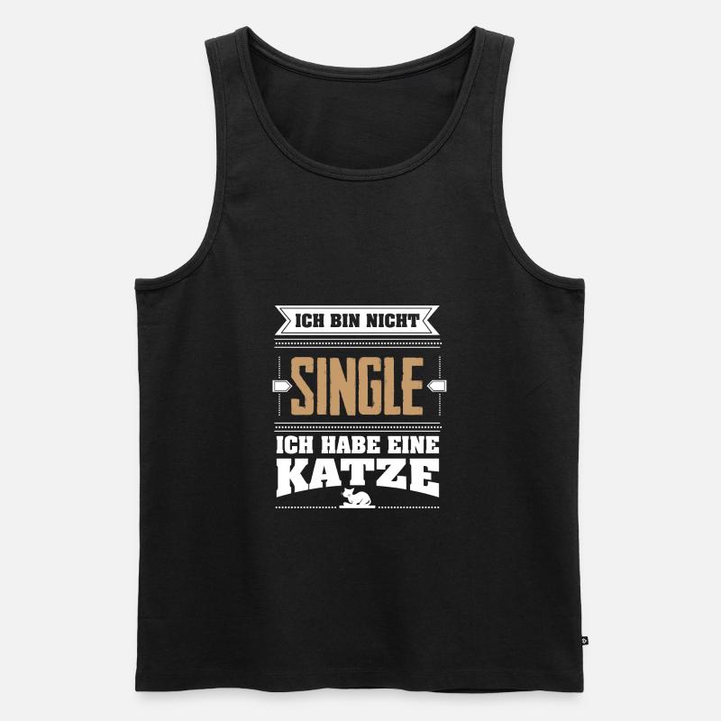 Katzen Tshirt-Single Katze - Männer Premium Bio Tank Top - Schwarz