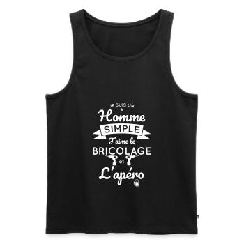 Homme simple aime le bricolage et l'apéro - Débardeur bio Premium Homme - noir - Devant - Michal (187cm)