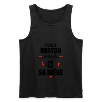 Tout breton mérite sa bière, idée cadeau bretagne - Débardeur bio Premium Homme - noir - Devant - Michal (187cm)