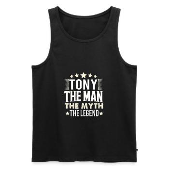 Tony - Men's Premium Organic Tank Top - black - Front - Michal (187cm)