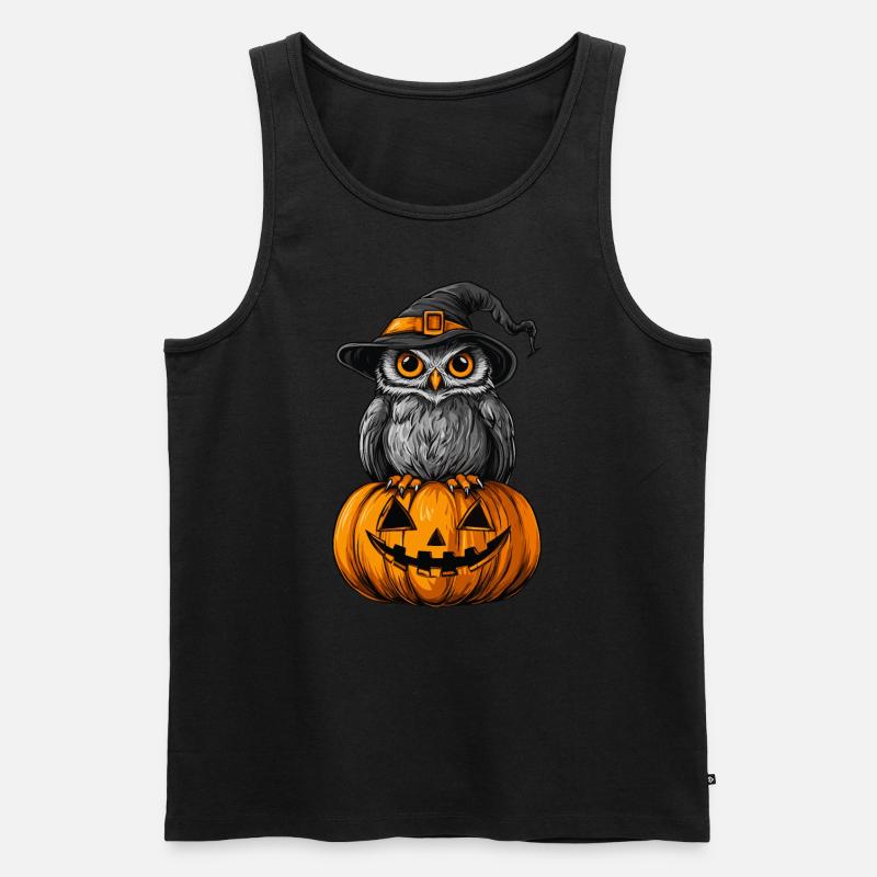Lustige Halloween Eule - Männer Premium Bio Tank Top - Schwarz