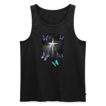 Trauer - Männer Premium Bio Tank Top - Schwarz - Vorne - AI Model Male 178 light (178cm)